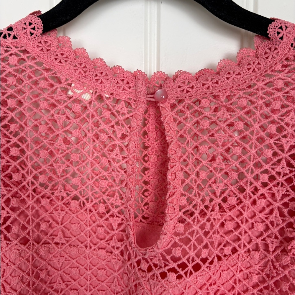 Romantic Pink Lace Blouse | Ruffle Detail | Feminine Spring Top - Picture 5 of 7